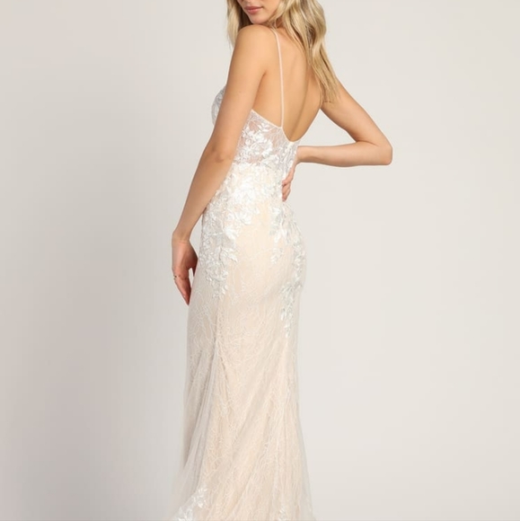 Lulu's Glimmer of Love White Maxi Dress Sz 4 - Picture 4 of 7
